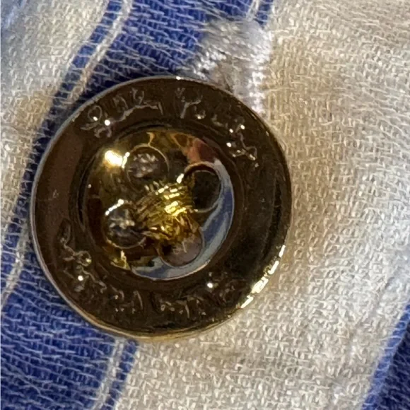 Lilly Pulitzer Leighton Shirt in Bennet Blue Beachy Yard Stripe Sz M - Picture 12 of 12